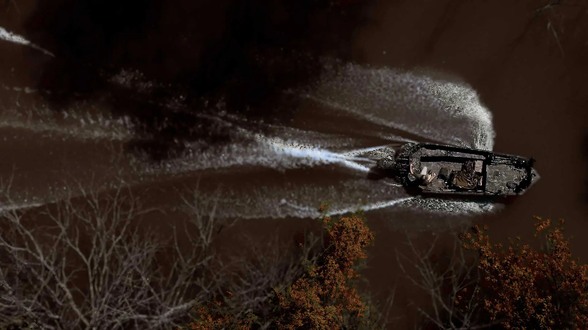 Raft creek overhead through timber web