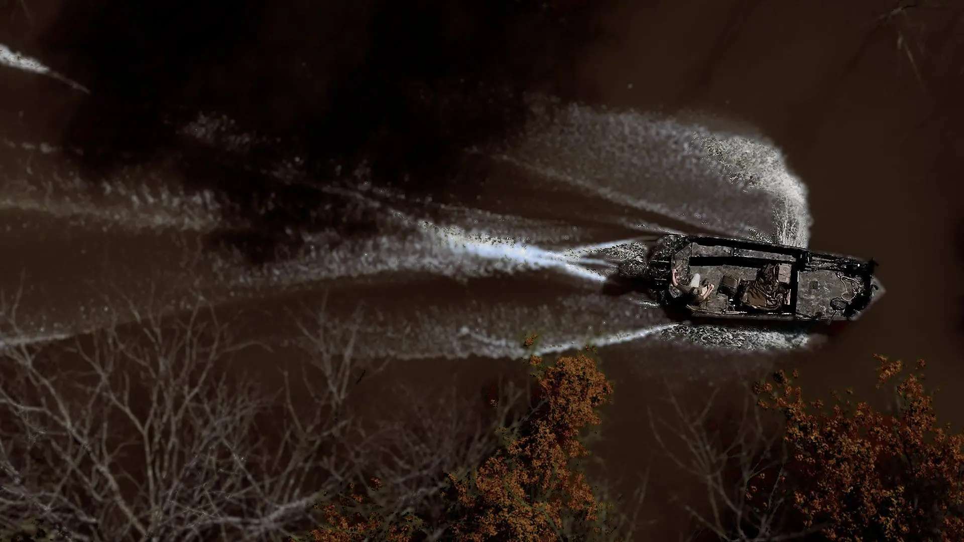 Viper raft creek overhead through timber